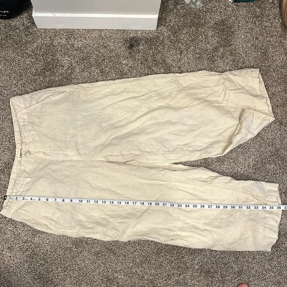 L’AGENCE Henderson High Rise Crop Wide Leg 100% Linen Pants in Oat Color Size 30 - Picture 10 of 11